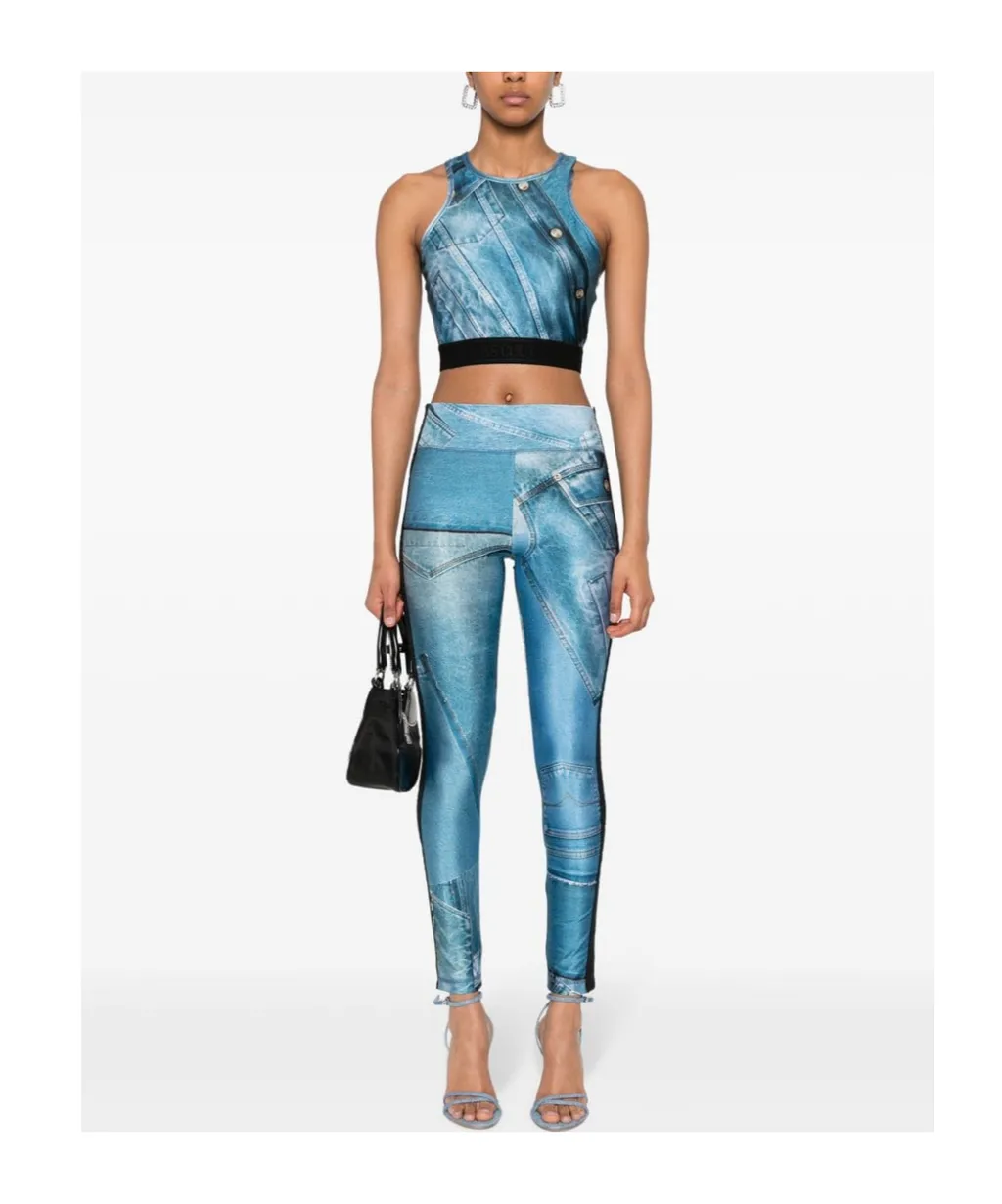 Patch Denim Crop Top