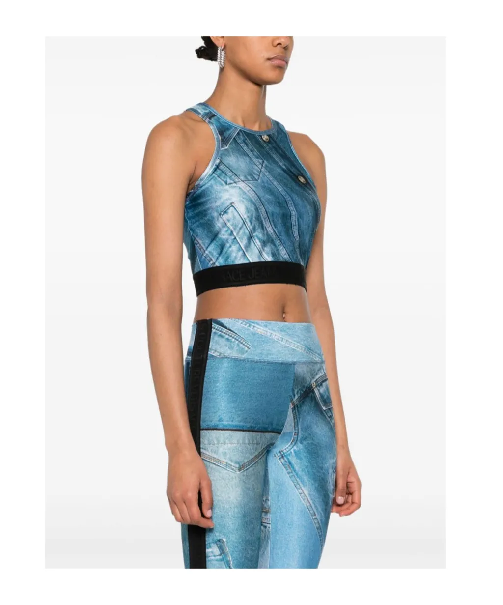 Patch Denim Crop Top