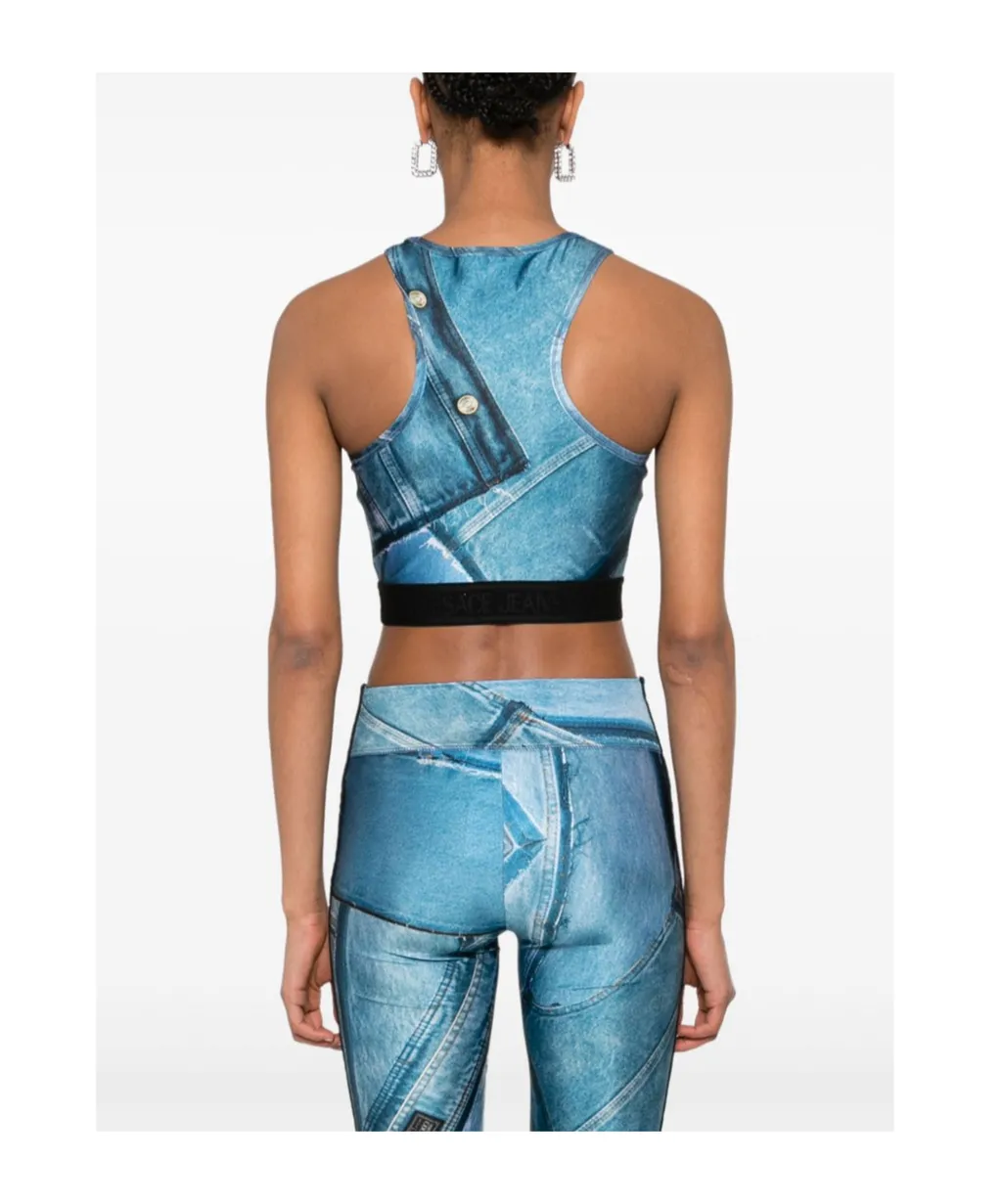 Patch Denim Crop Top