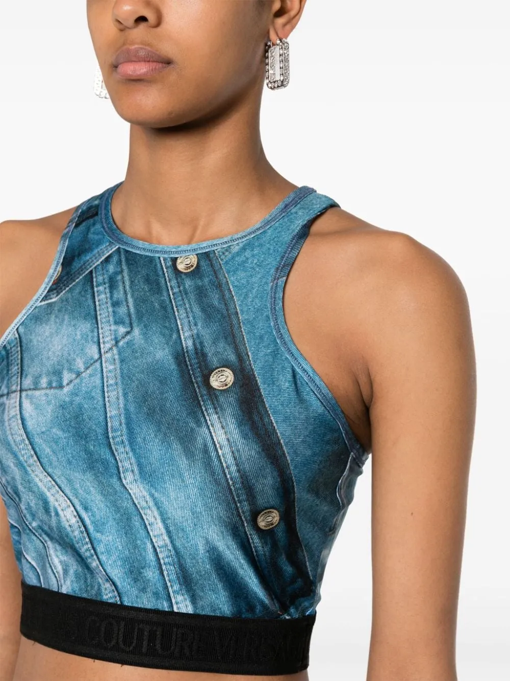 Patch Denim Crop Top