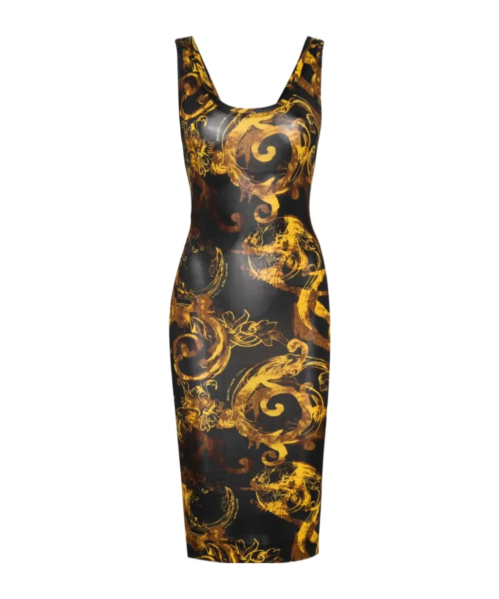 Watercolour Couture-Print Midi Dress