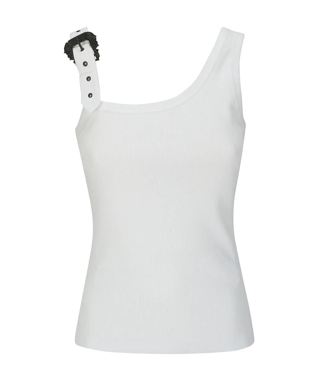 Versace Jeans Couture Buckle-Embellished Ribbed Tank Top