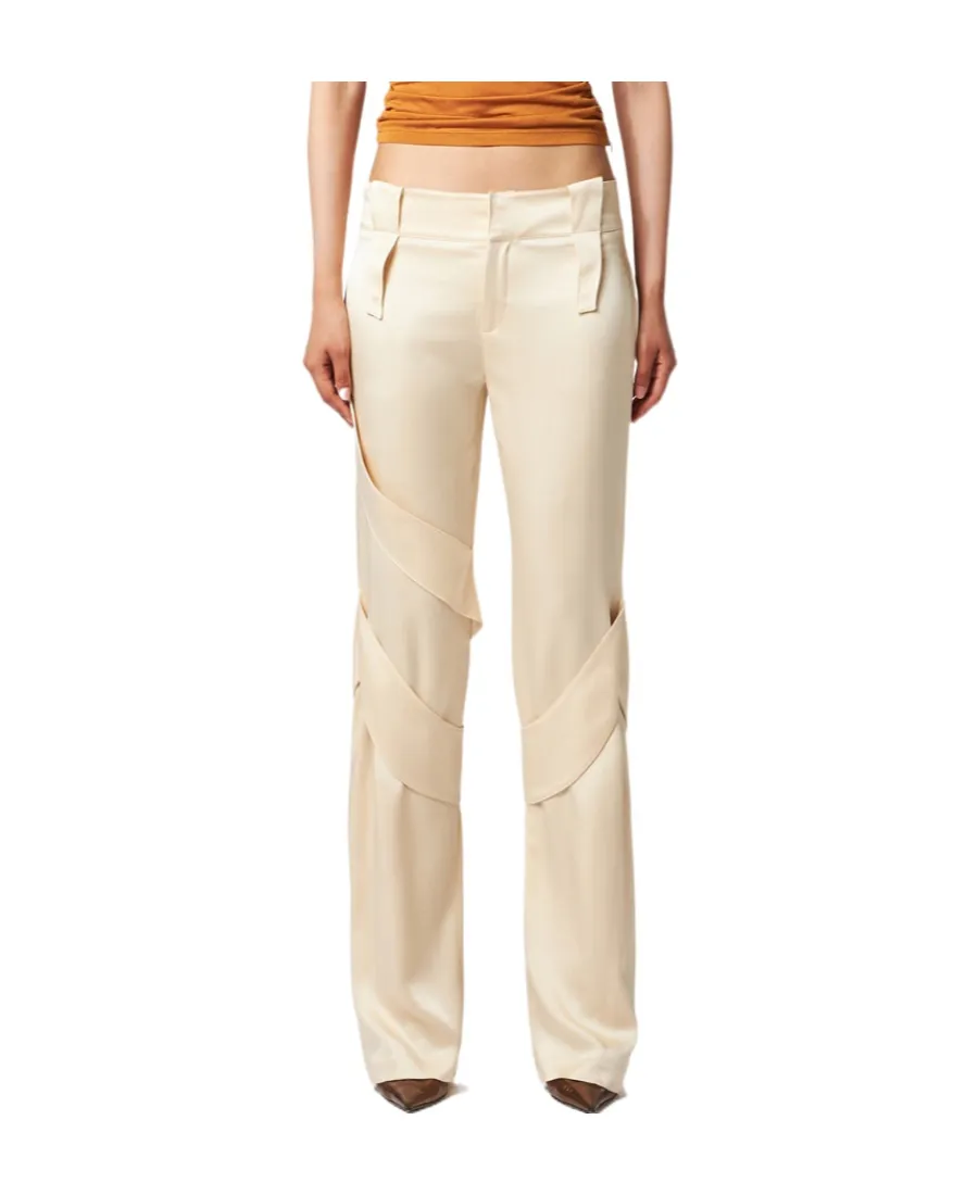 Blumarine Mid-Waist Satin Cargo Trousers