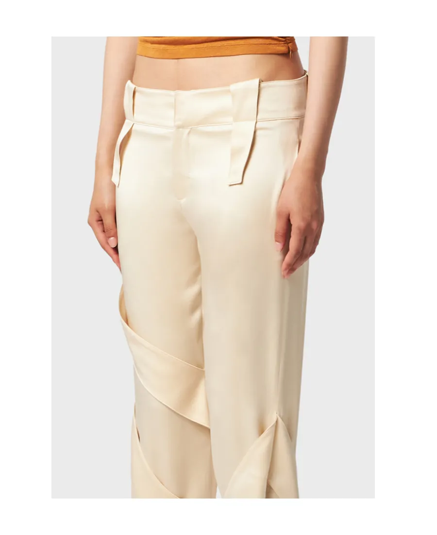 Blumarine Mid-Waist Satin Cargo Trousers
