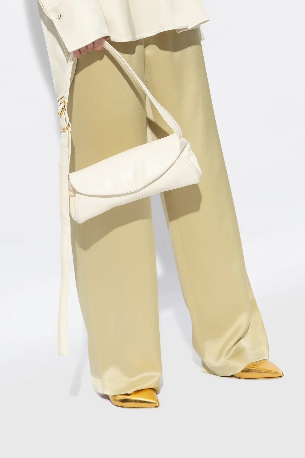 Jil Sander Logo Printed Padded Shoulder Bag