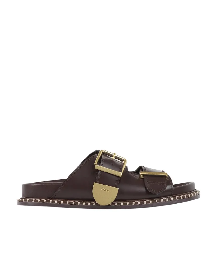 Chloé Logo Engraved Buckled Sandals