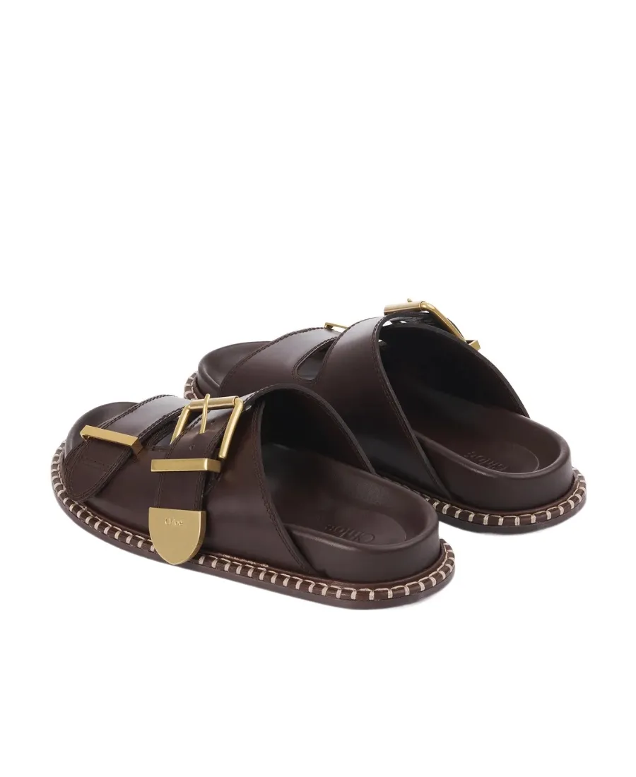 Chloé Logo Engraved Buckled Sandals