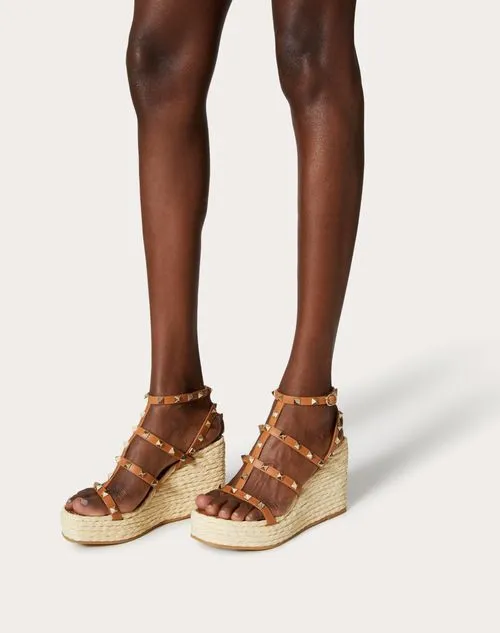 Valentino Garavani Rockstud Open Toe Wedge Espadrilles
