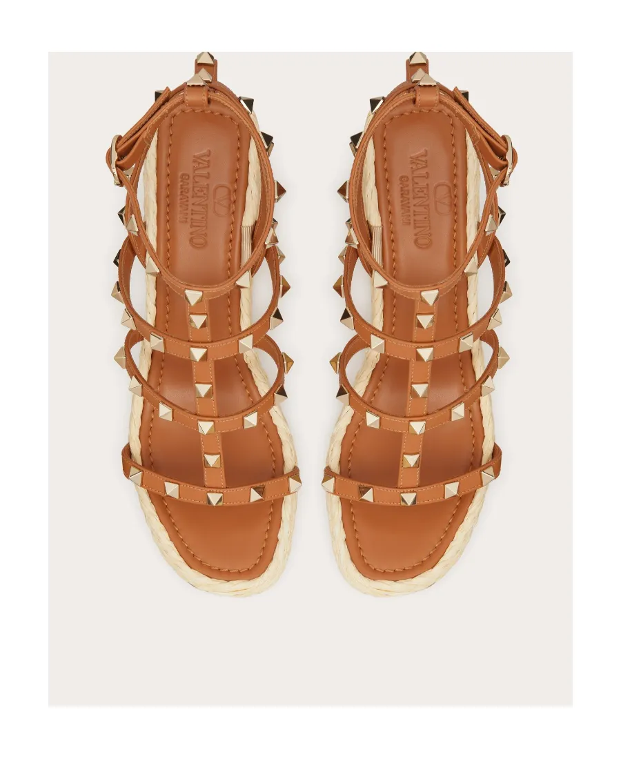 Valentino Garavani Rockstud Open Toe Wedge Espadrilles