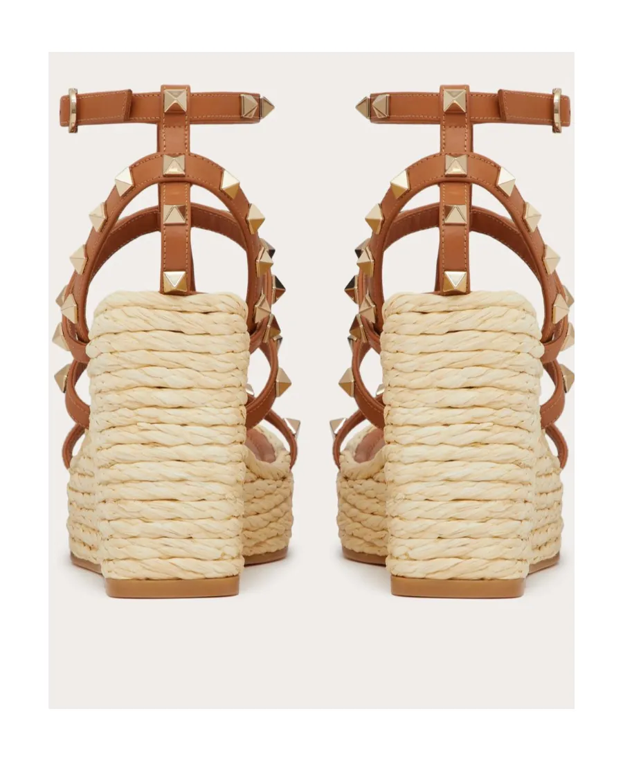 Valentino Garavani Rockstud Open Toe Wedge Espadrilles