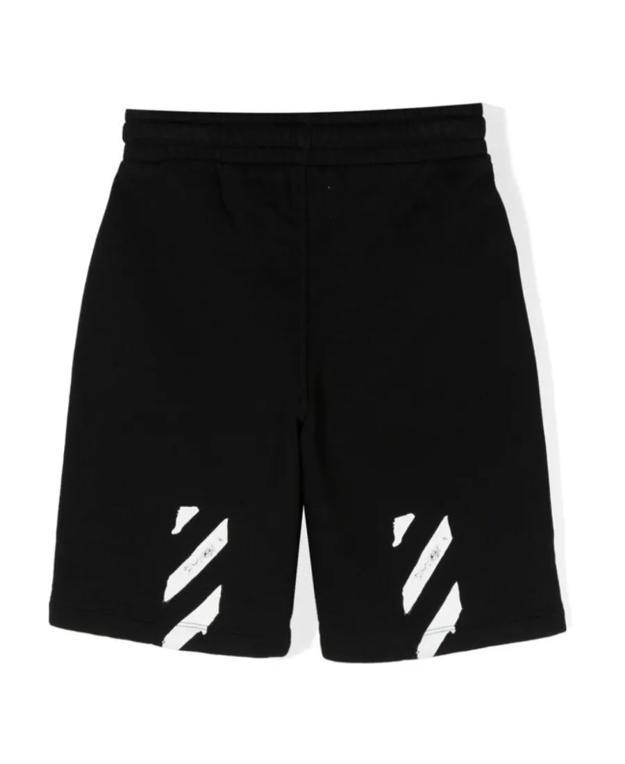 Diag-Stripe Cotton Track Shorts