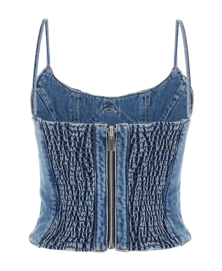 Magda Butrym Corset Cropped Denim Tank Top