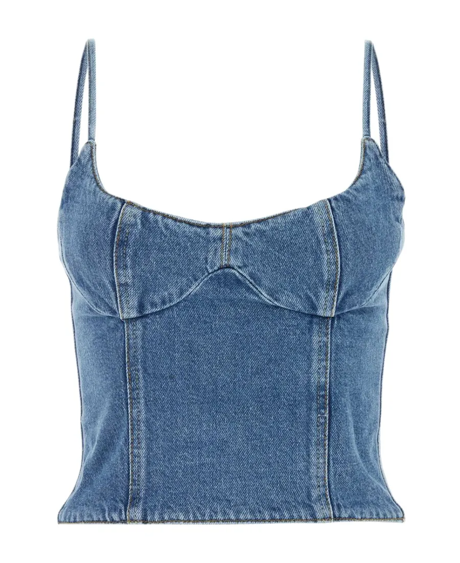 Magda Butrym Corset Cropped Denim Tank Top