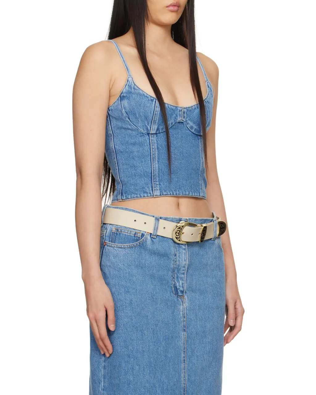 Magda Butrym Corset Cropped Denim Tank Top