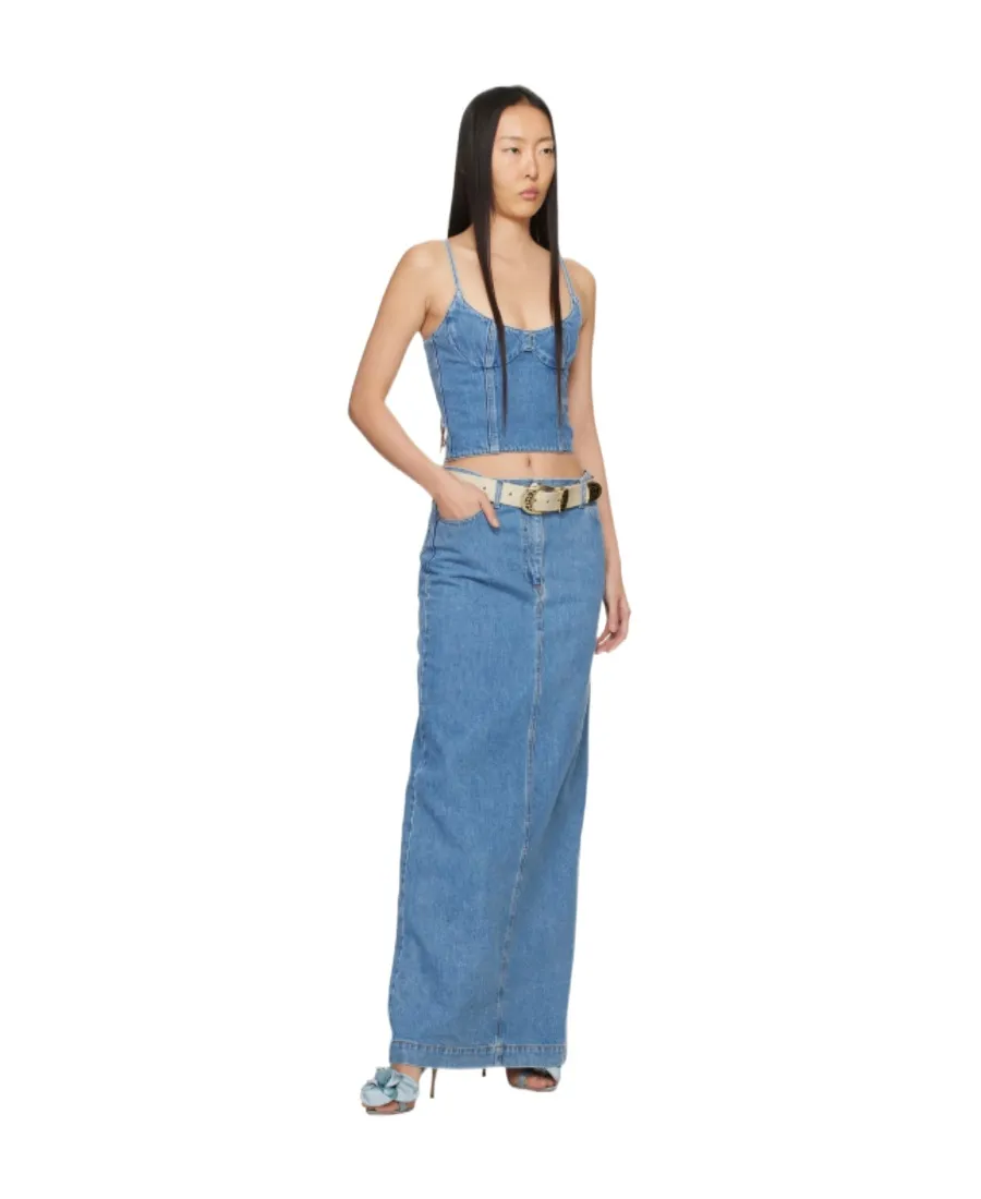 Magda Butrym Corset Cropped Denim Tank Top