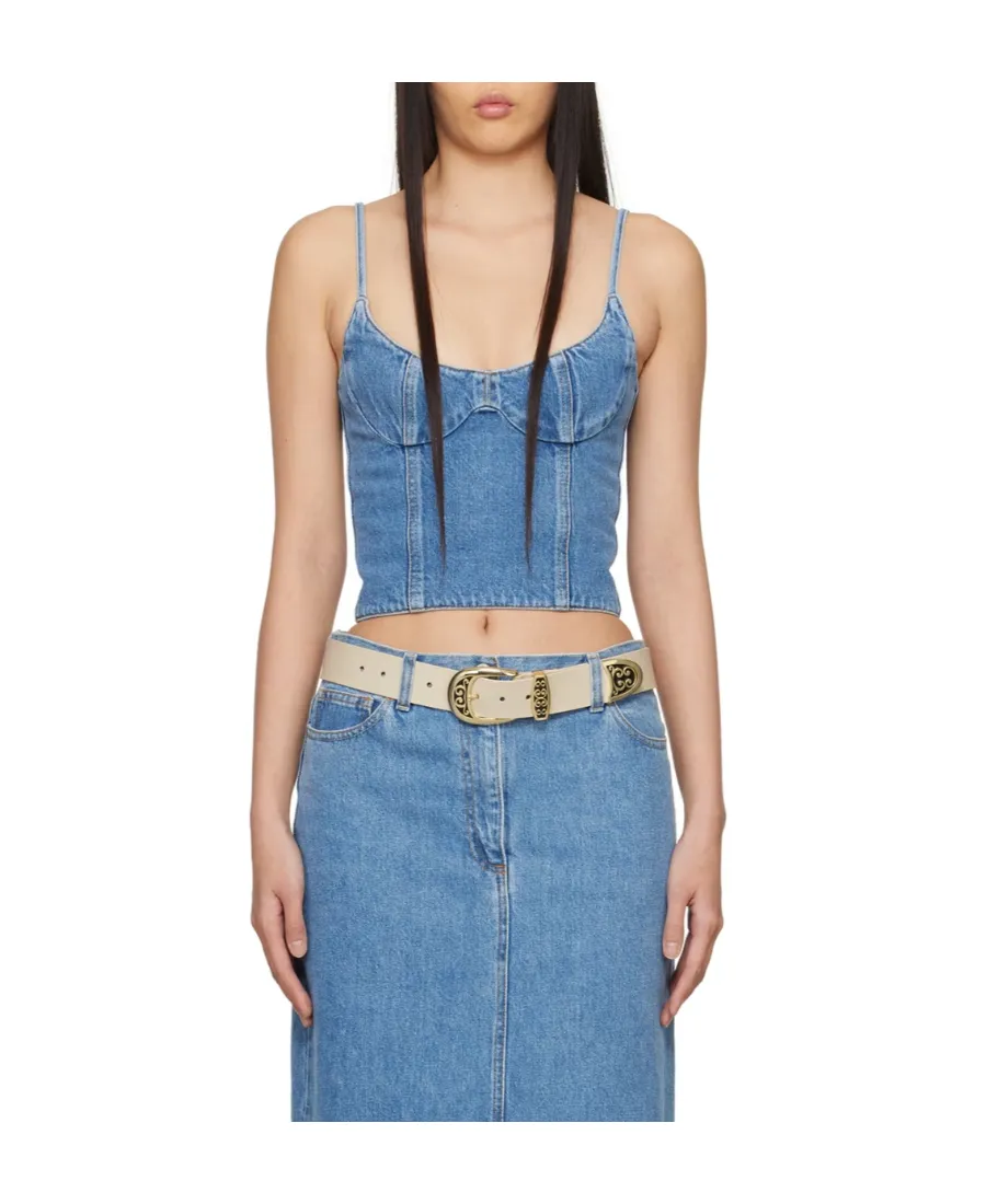 Magda Butrym Corset Cropped Denim Tank Top