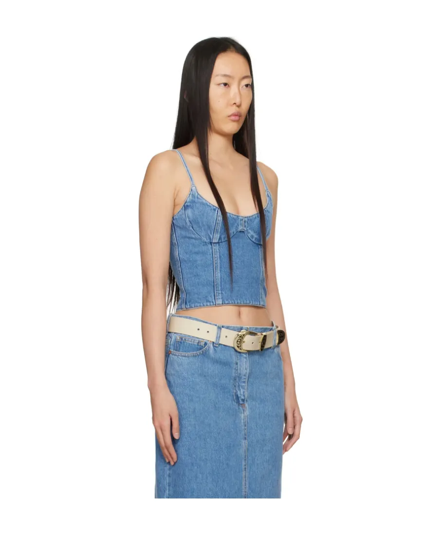 Magda Butrym Corset Cropped Denim Tank Top