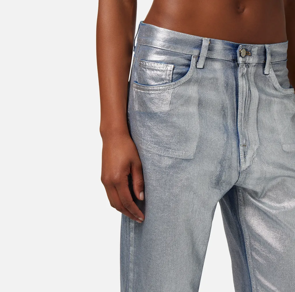 Elisabetta Franchi Laminated Boyfriend Jeans