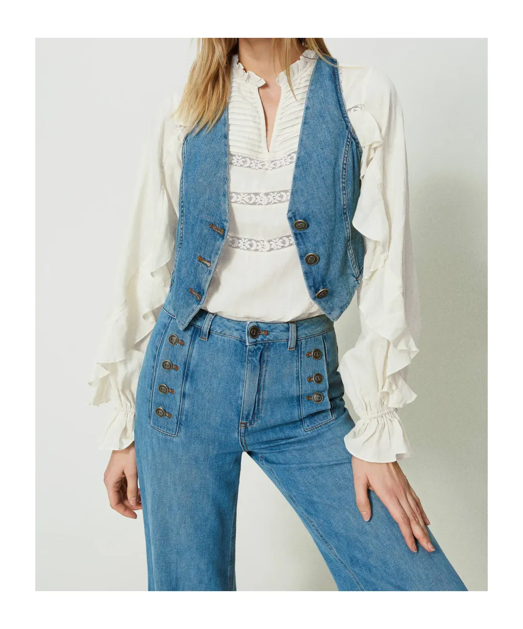 Twinset Fitted Denim Waistcoat