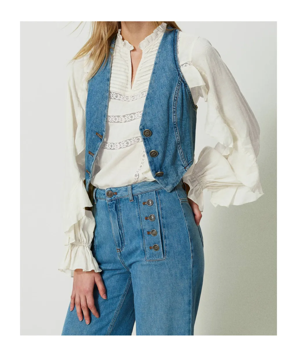 Twinset Fitted Denim Waistcoat