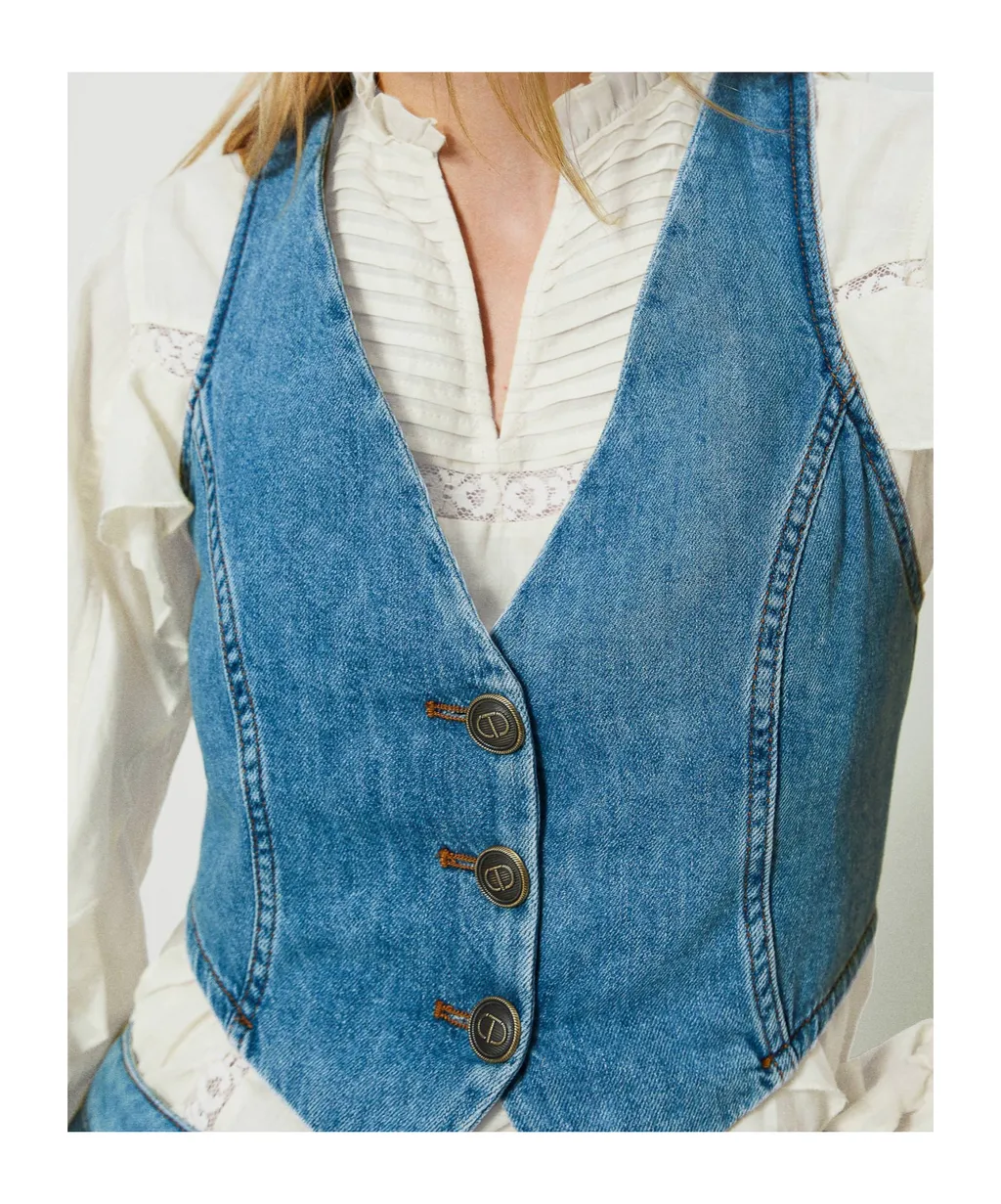 Twinset Fitted Denim Waistcoat