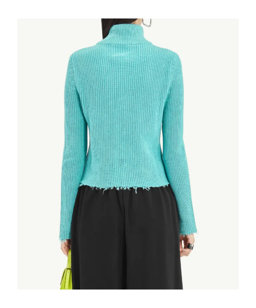 Mm6 Maison Margiela Raw-Cut Zipped Cropped Cardigan