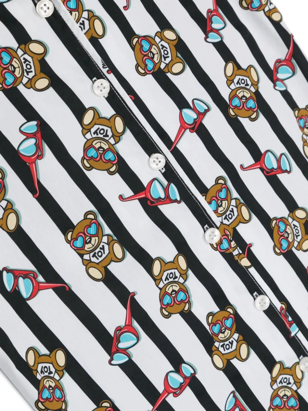 Teddy Bear-Print Striped Dress