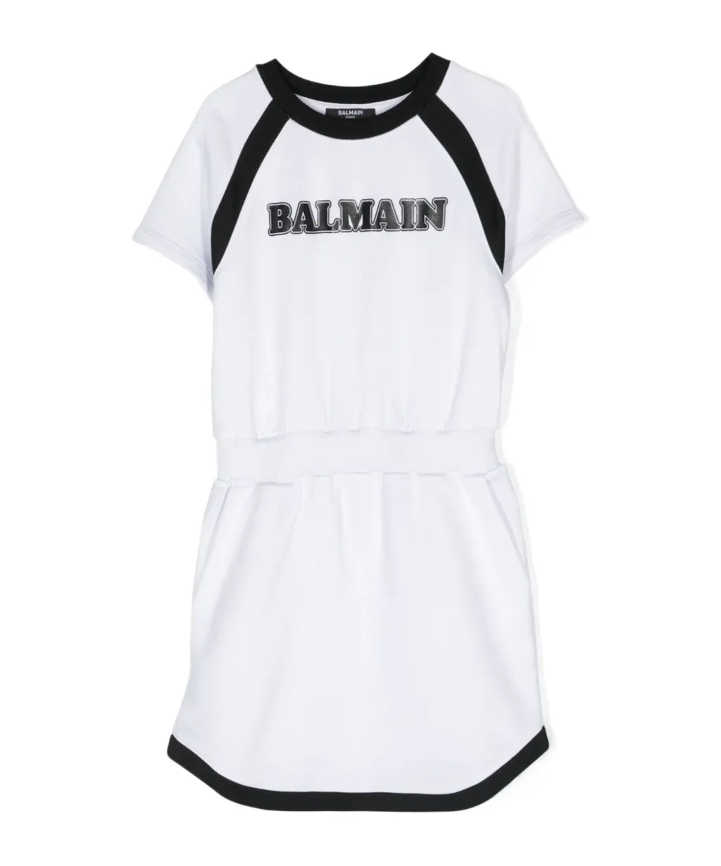 Balmain Kids Logo Printed Crewneck Short-Sleeved Dress