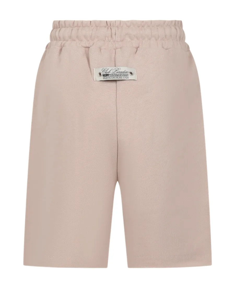 Msgm Kids Logo Printed Drawstring Bermuda Fleece Shorts