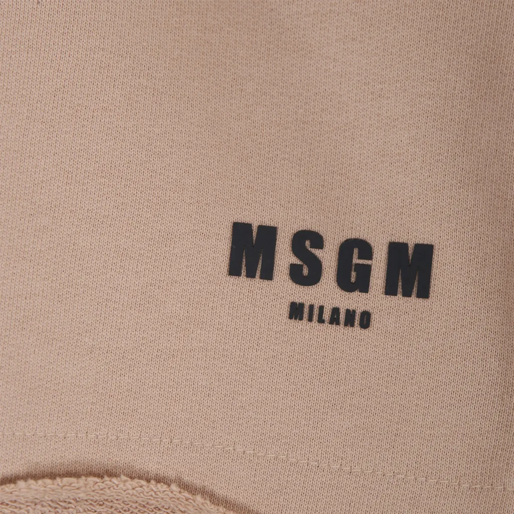 Msgm Kids Logo Printed Drawstring Bermuda Fleece Shorts