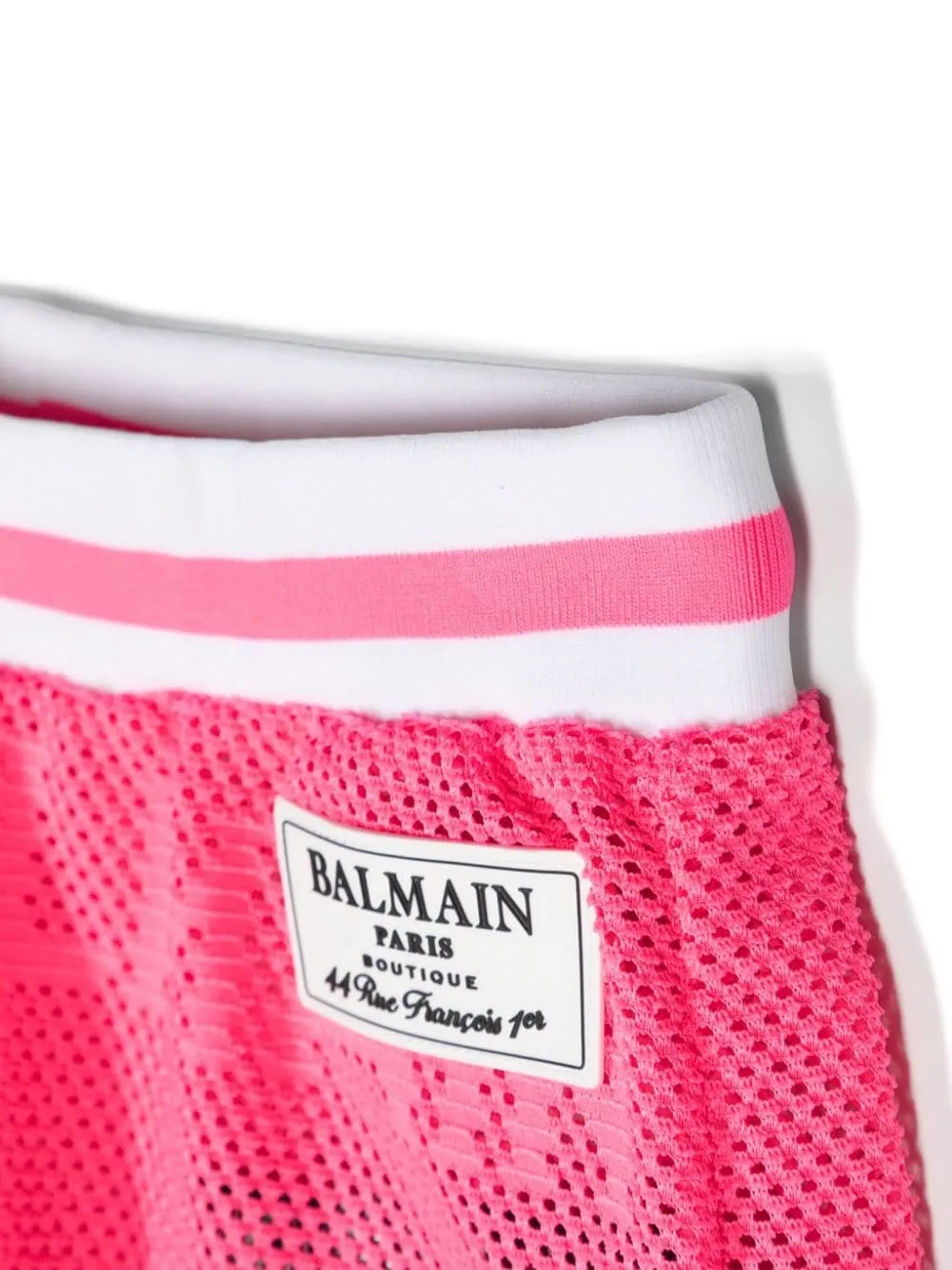 Balmain Kids Monogram Jacquard Logo Patch Mesh Shorts