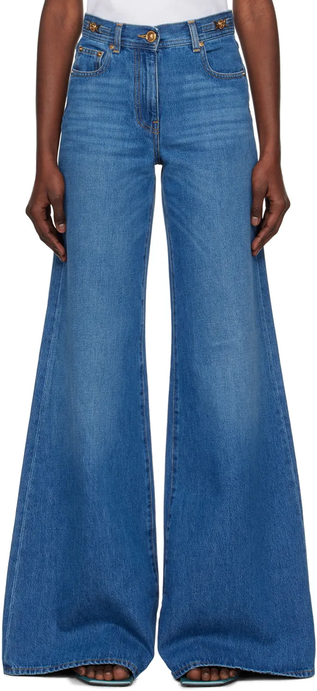 Versace Medusa 95 Logo-Engraved Mid-Rise Flared Jeans
