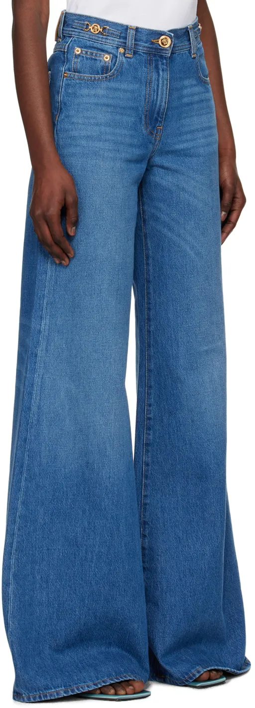 Versace Medusa 95 Logo-Engraved Mid-Rise Flared Jeans