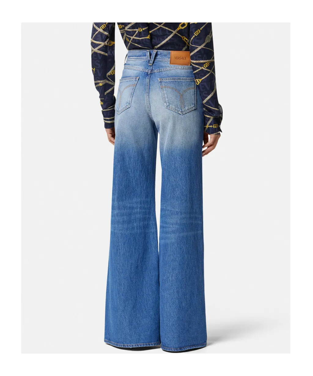 Versace Medusa 95 Logo-Engraved Mid-Rise Flared Jeans