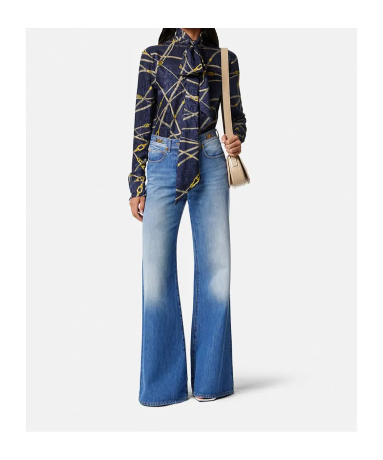 Versace Medusa 95 Logo-Engraved Mid-Rise Flared Jeans