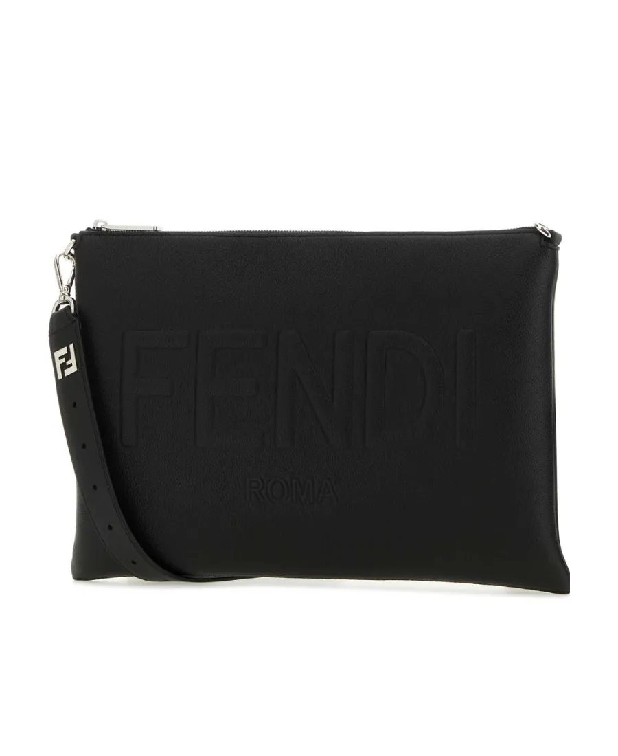 Fendi Logo Detailed Zipped Clutch Bag