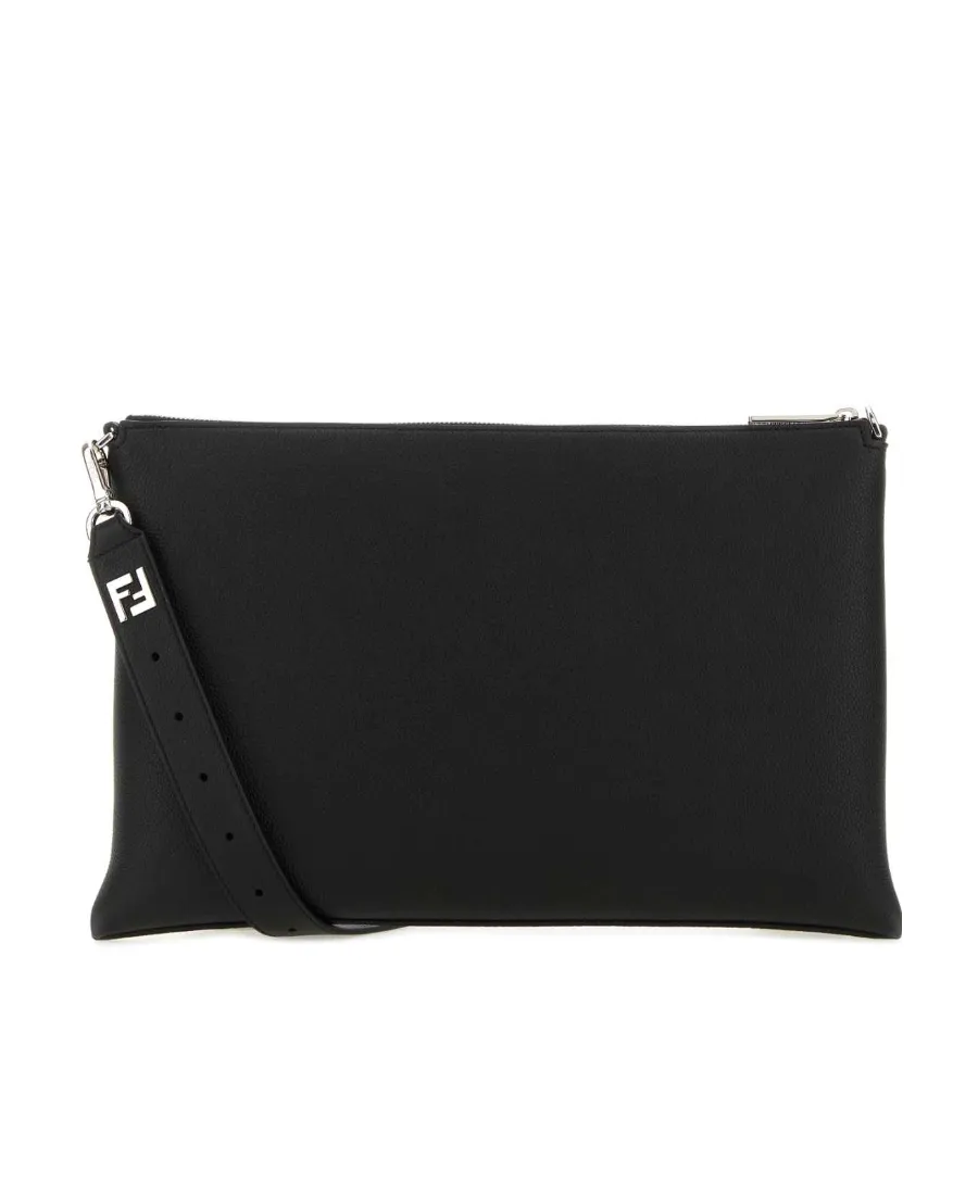 Fendi Logo Detailed Zipped Clutch Bag