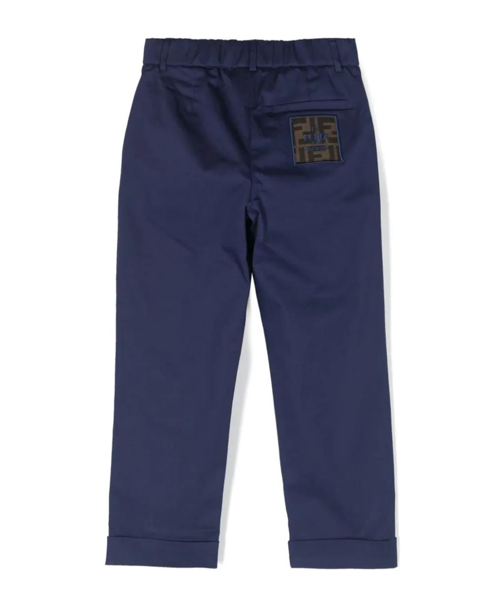 Fendi Kids Logo Patch Straight Leg Trousers