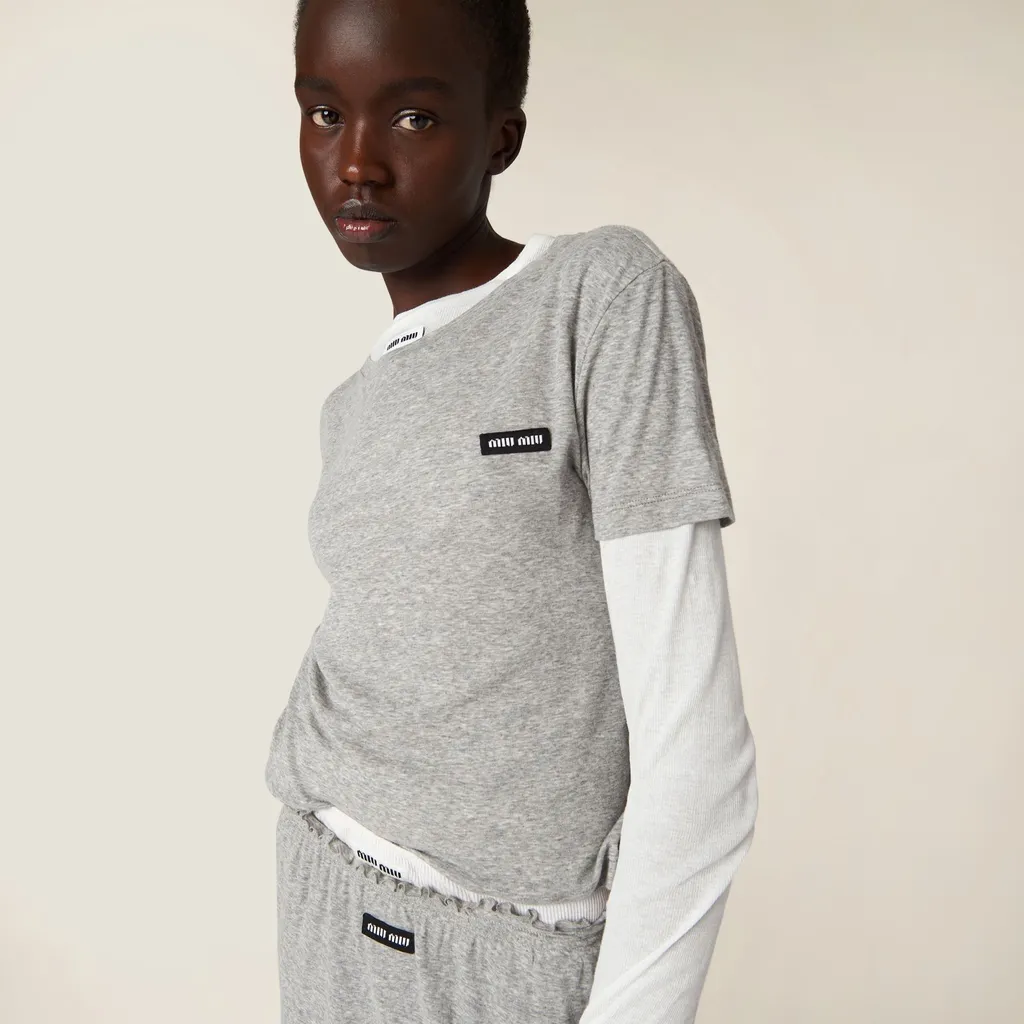 Miu Miu Logo-Patch Crewneck T-Shirt