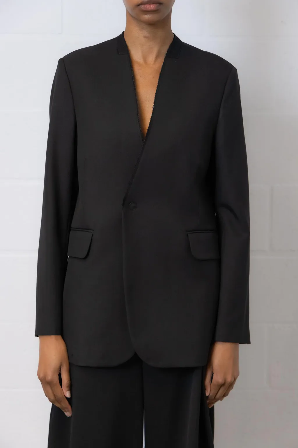 Collarless Suit Coat