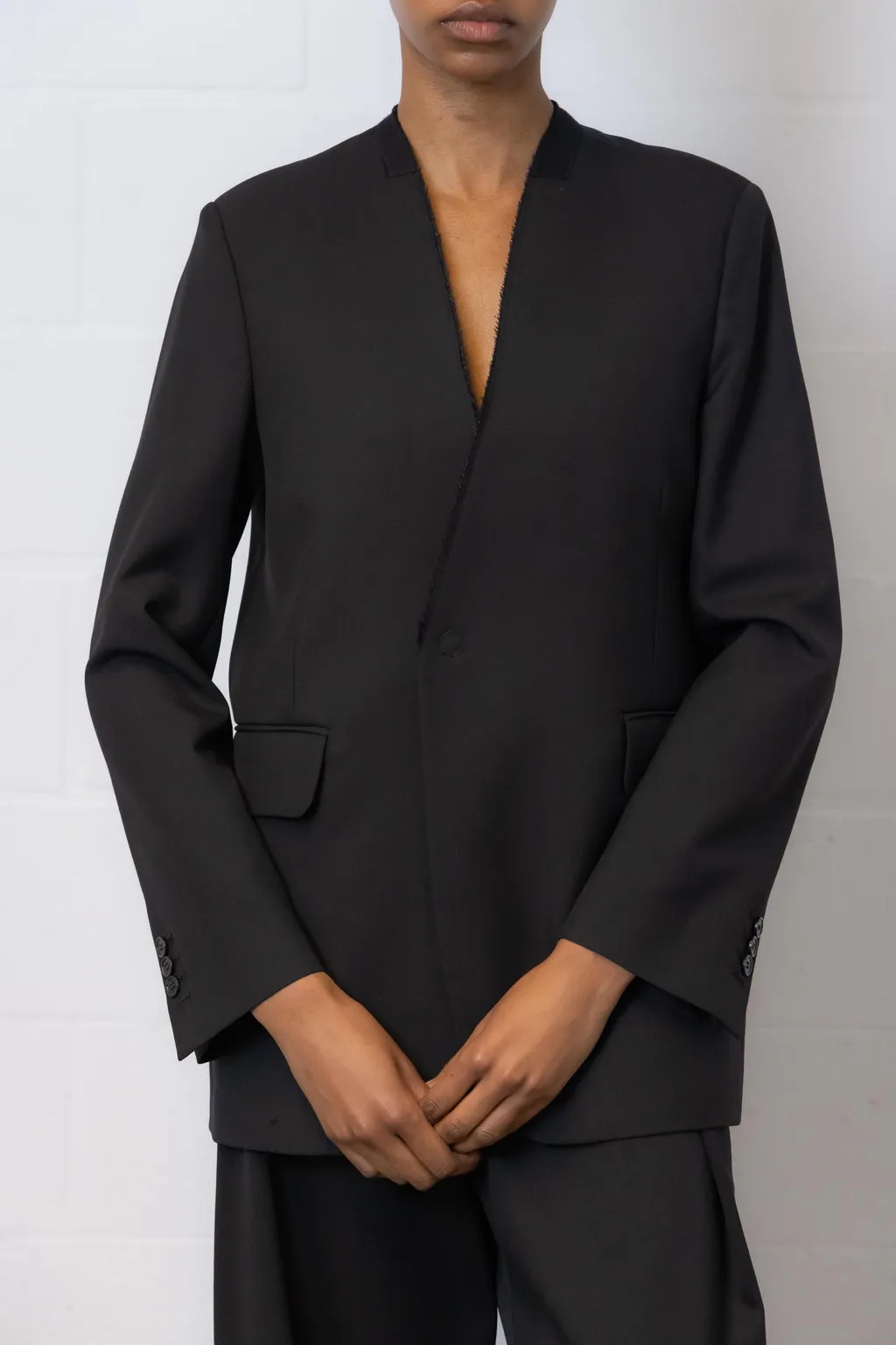 Collarless Suit Coat