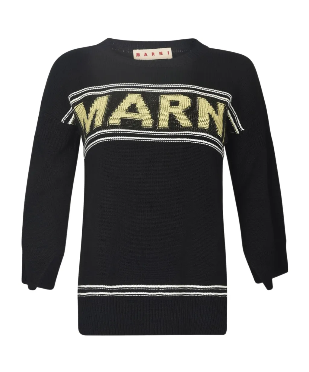 Marni Logo Intarsia Knitted Crewneck Jumper