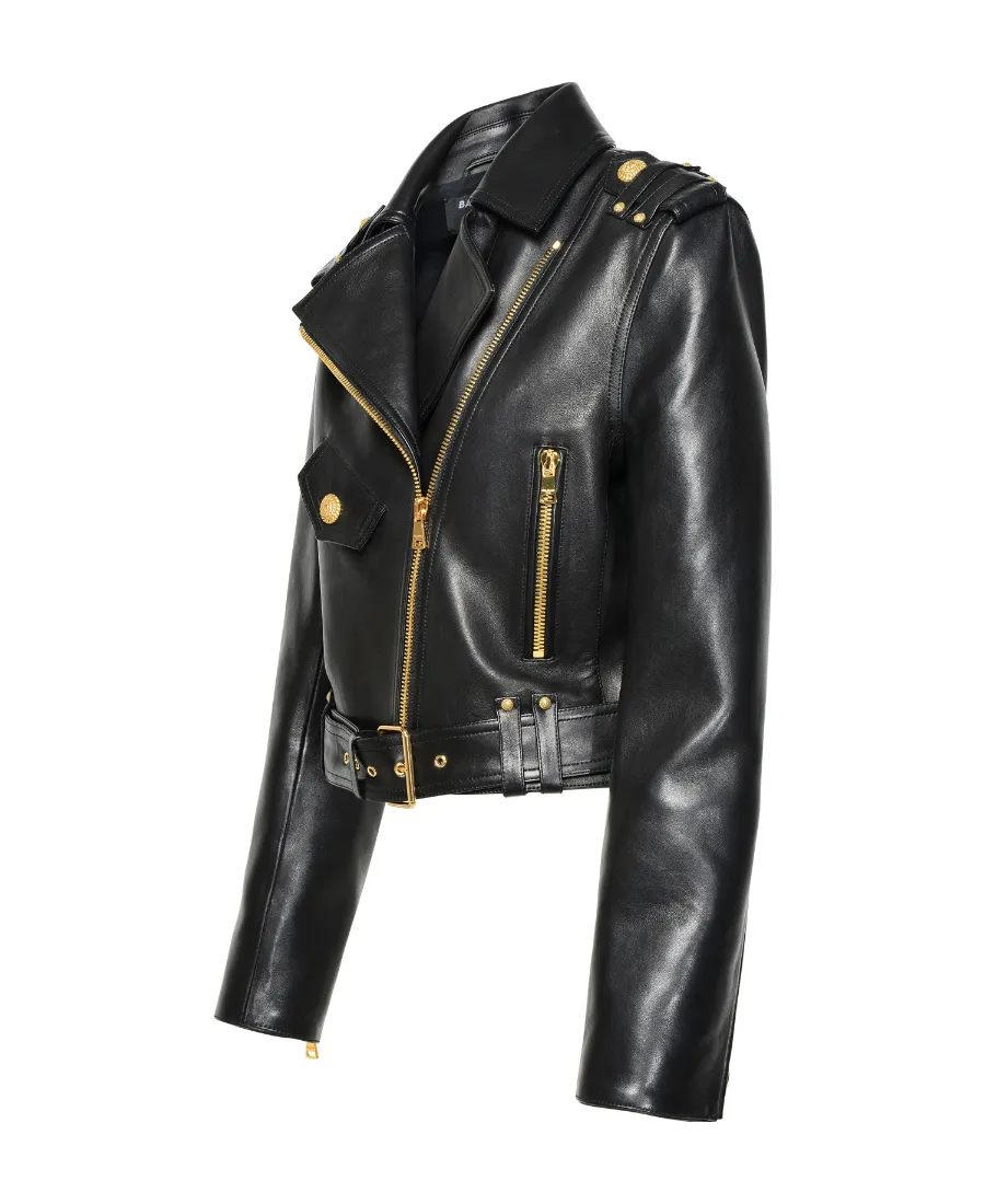 Balmain Zipped Leather Biker Jacket