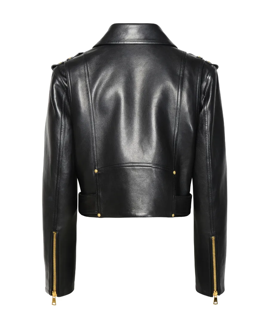Balmain Zipped Leather Biker Jacket