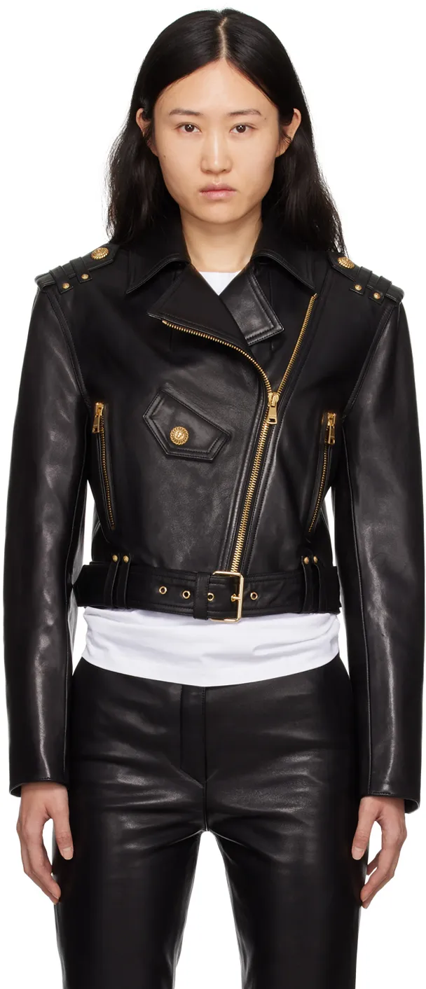 Balmain Zipped Leather Biker Jacket