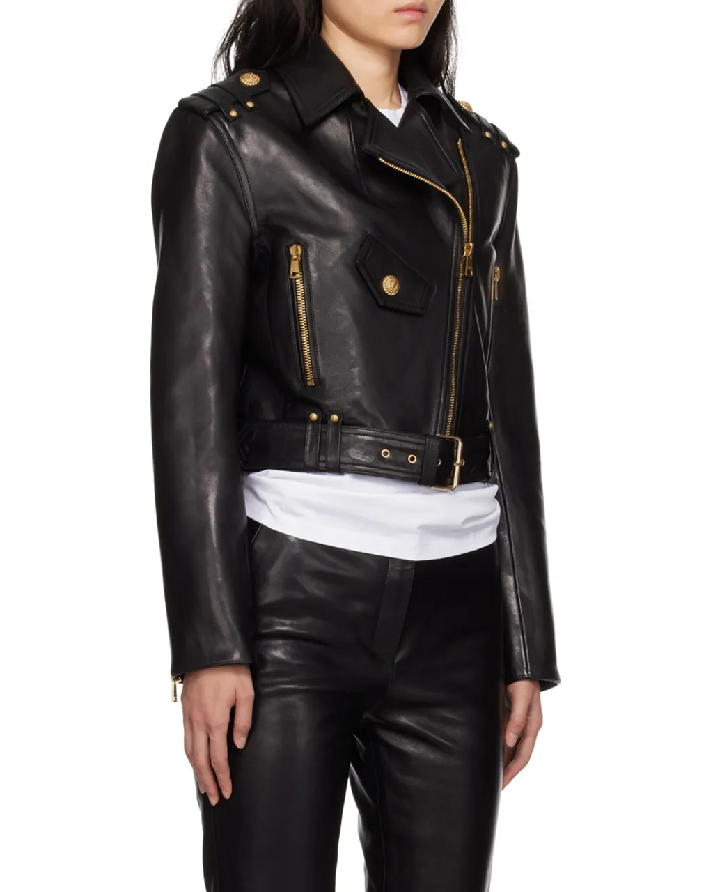 Balmain Zipped Leather Biker Jacket