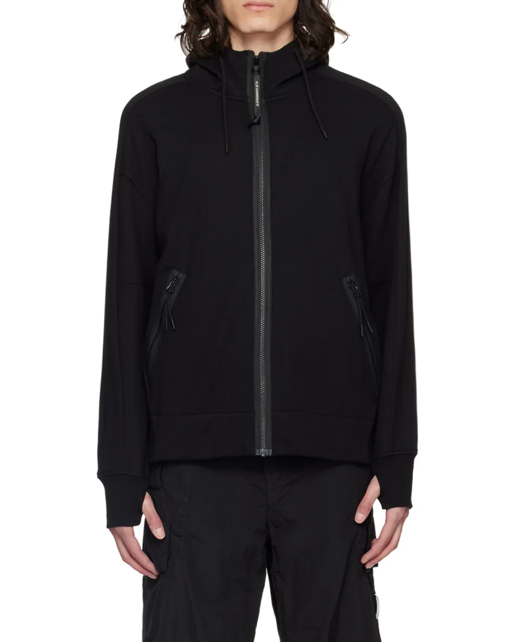 Goggles-Detail Zipped-Up Hoodie