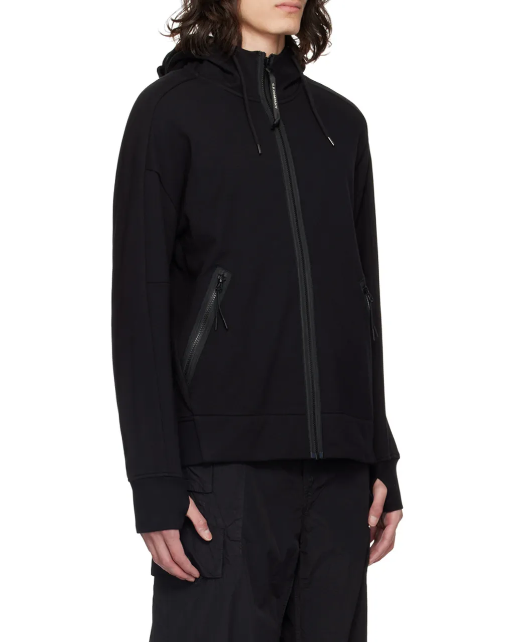Goggles-Detail Zipped-Up Hoodie