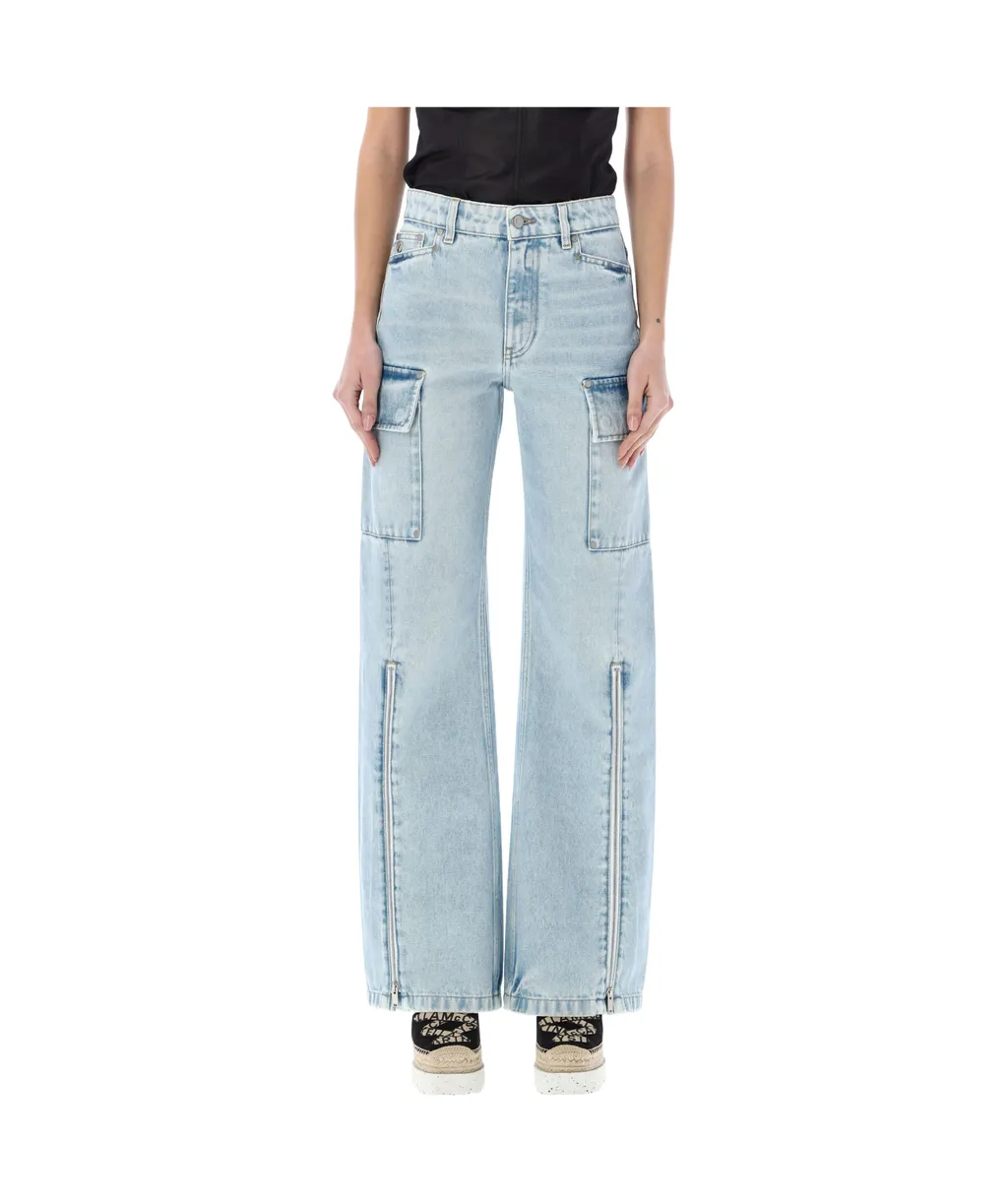 Stella Mccartney Ankle-Azip Wide-Leg Cargo Jeans