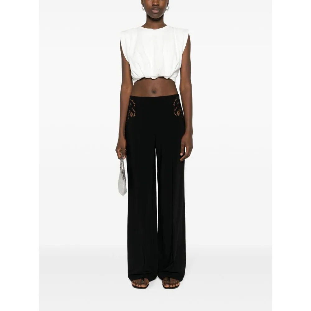 Stella Mccartney Broderie-Anglaise Wide-Leg Tailored Trousers